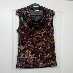 Evan Picone Sleeveless Top with Shirred Neck Size Large